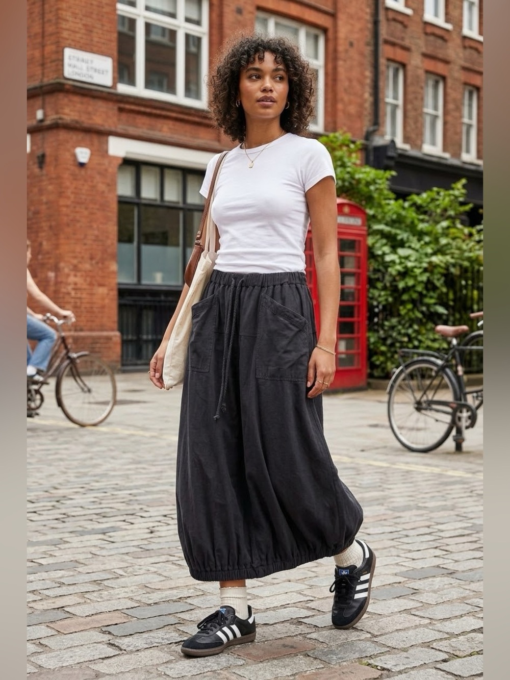 Free People Beach Black 100% Cotton Parachute Drawstring Boho Maxi Skirt